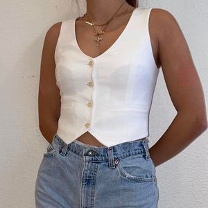 Wilfred Aritzia White button up cropped vest